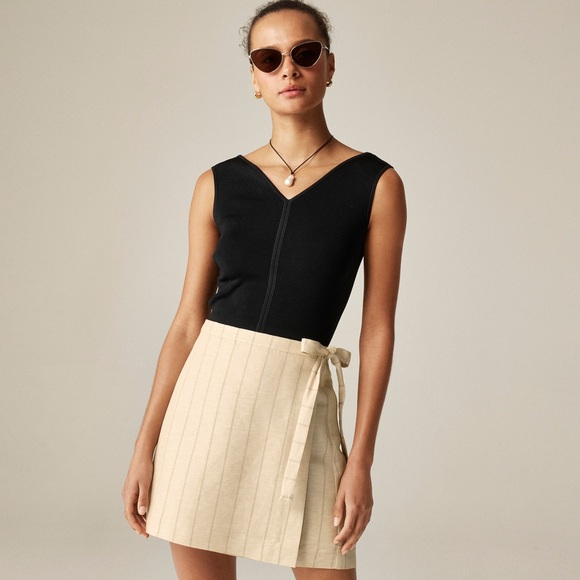 J Crew Wrap skirt in striped linen blend - Picture 1 of 7